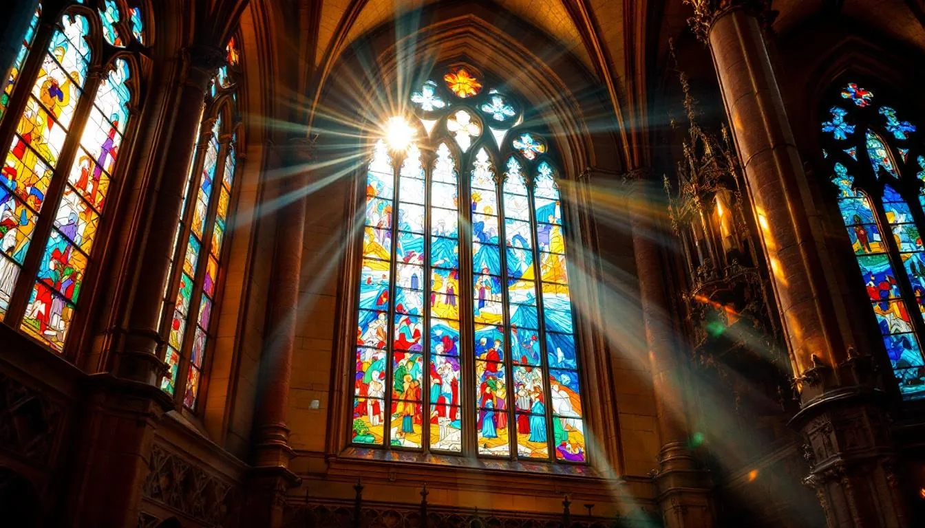 Editorial photograph representing the concept of stained glass