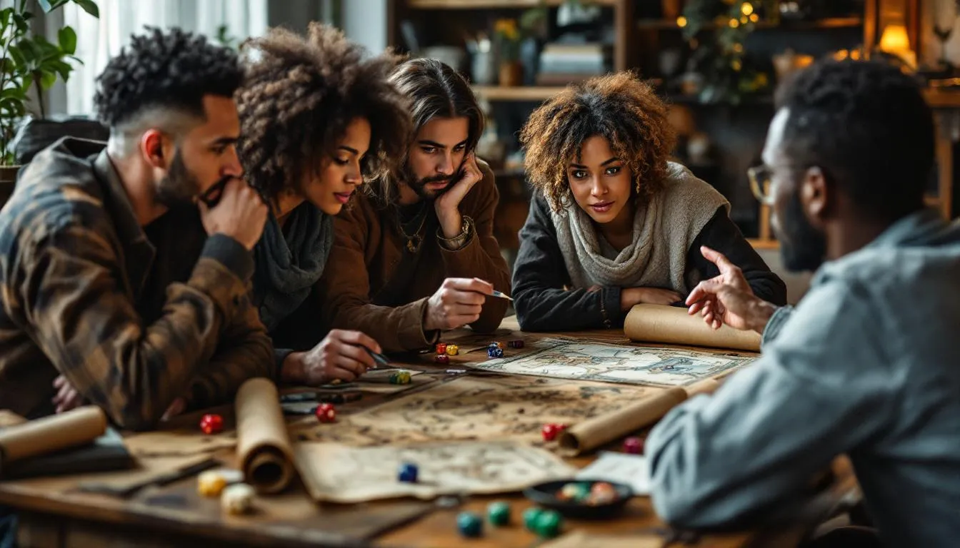 Editorial photograph representing the concept of tabletop role-playing games