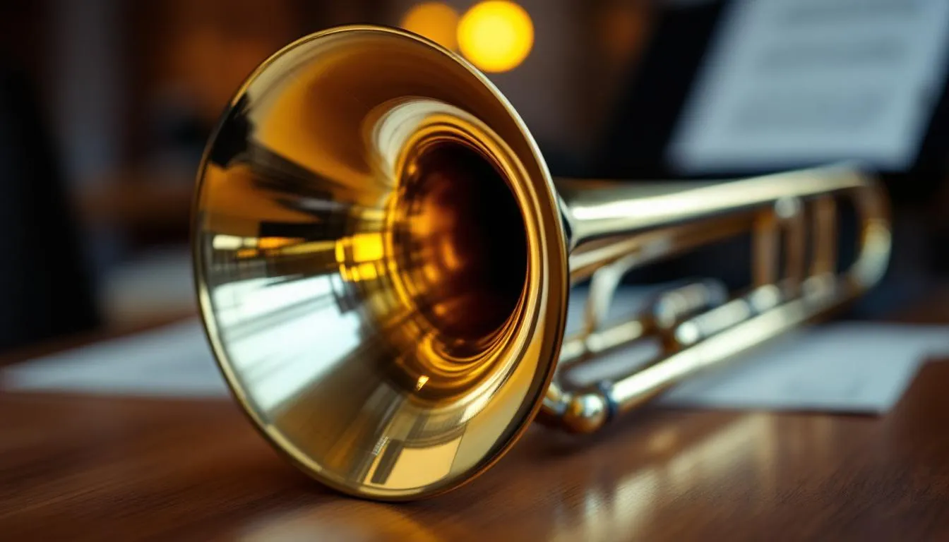 Editorial photograph representing the concept of a trombone
