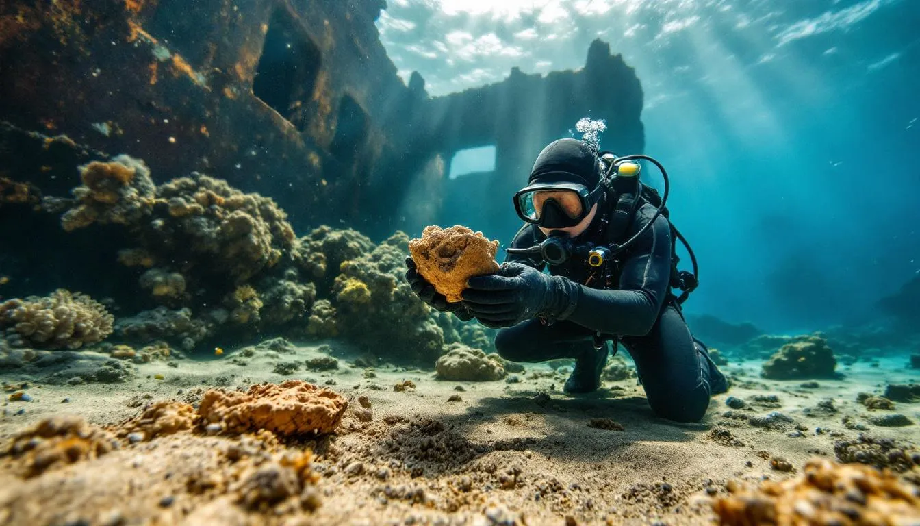 Editorial photograph representing the concept of underwater archaeology