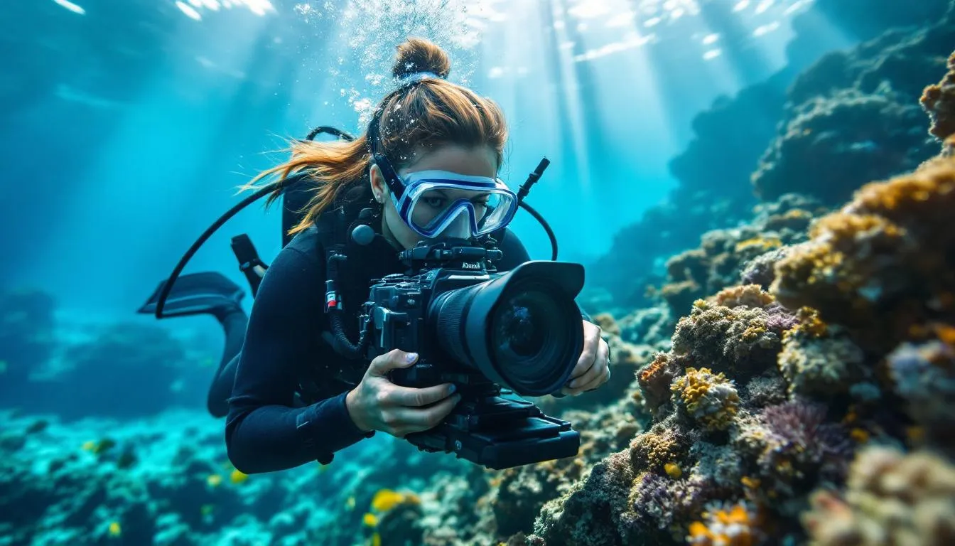 Editorial photograph representing the concept of underwater photography