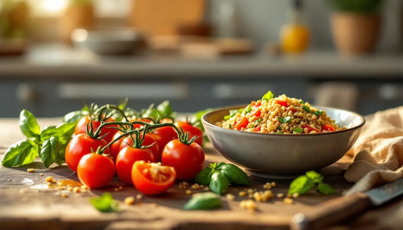 Editorial photograph representing the concept of vegetarian cooking