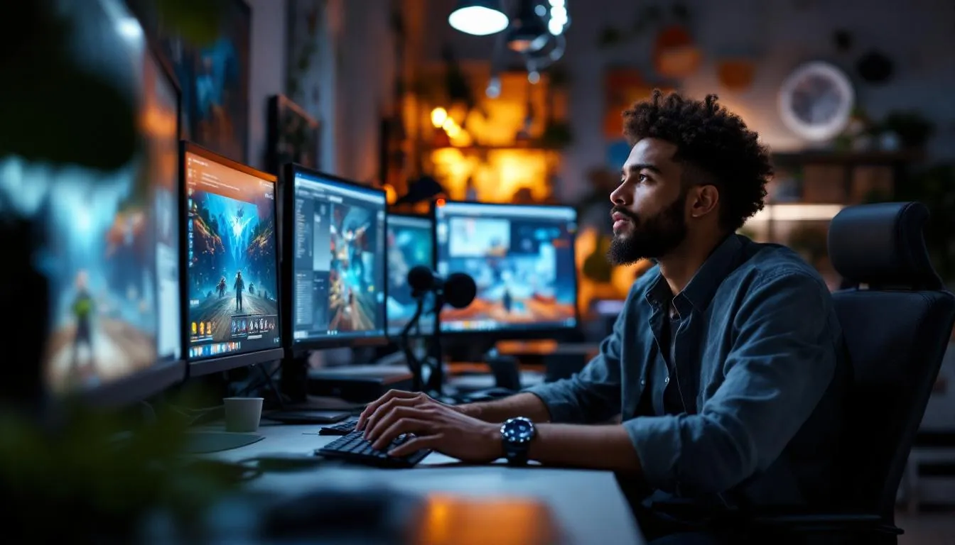 Editorial photograph representing the concept of video game design