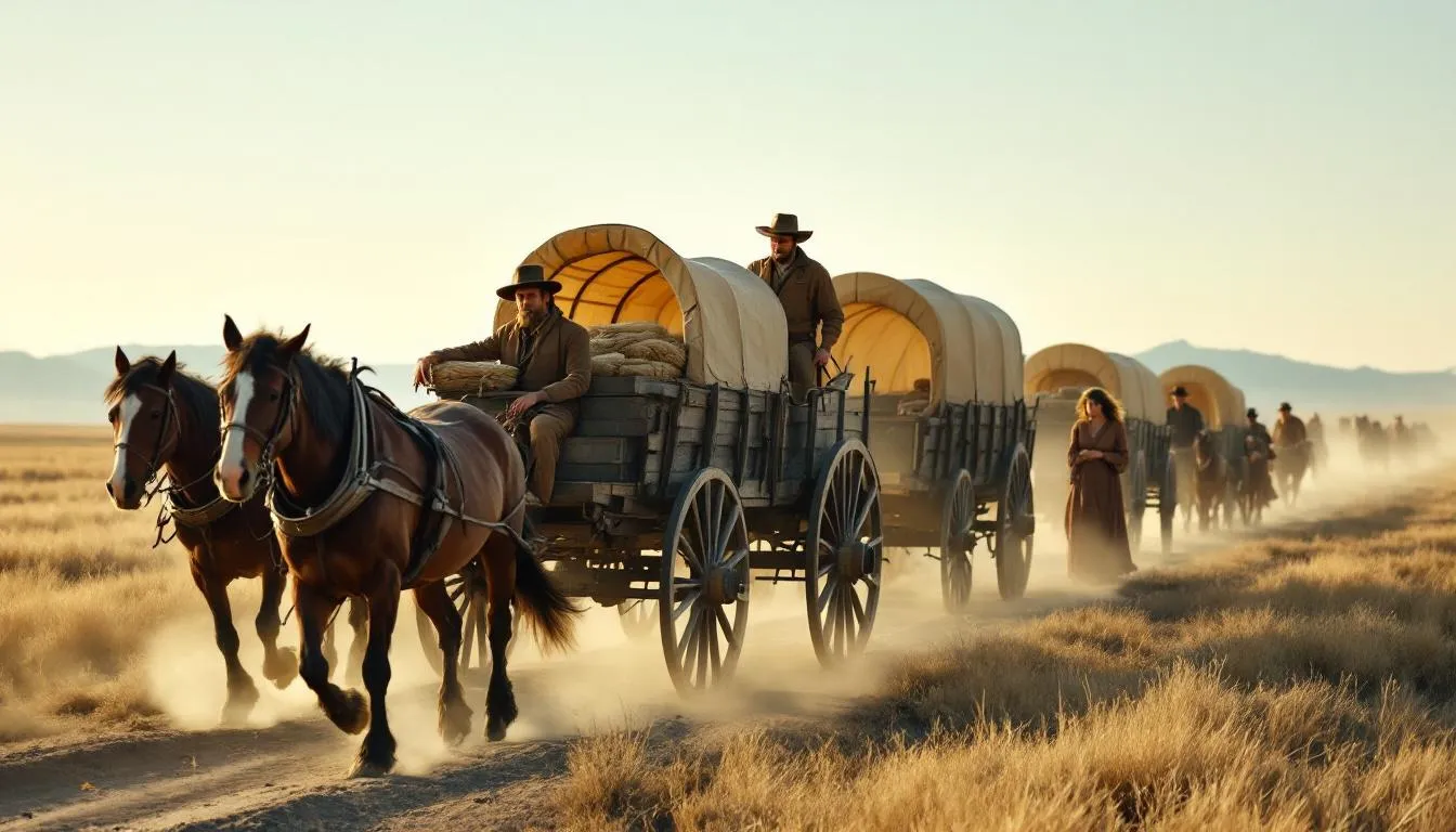 Editorial photograph representing the concept of wagon trains