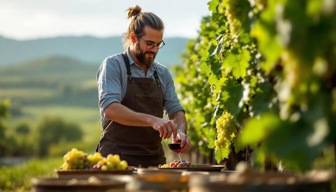 Editorial photograph representing the concept of wine making