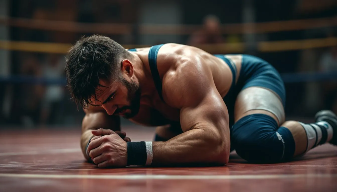 Editorial photograph representing the concept of wrestling