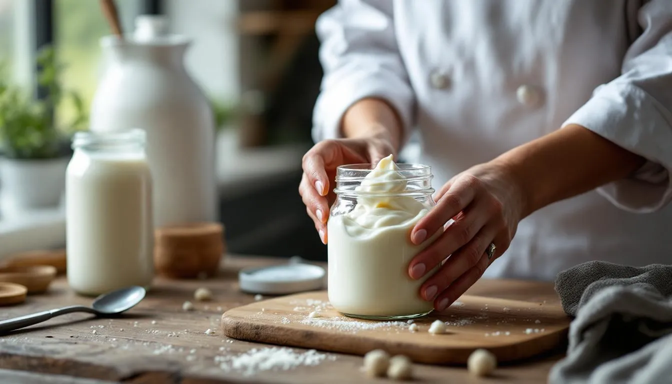 Editorial photograph representing the concept of yogurt making